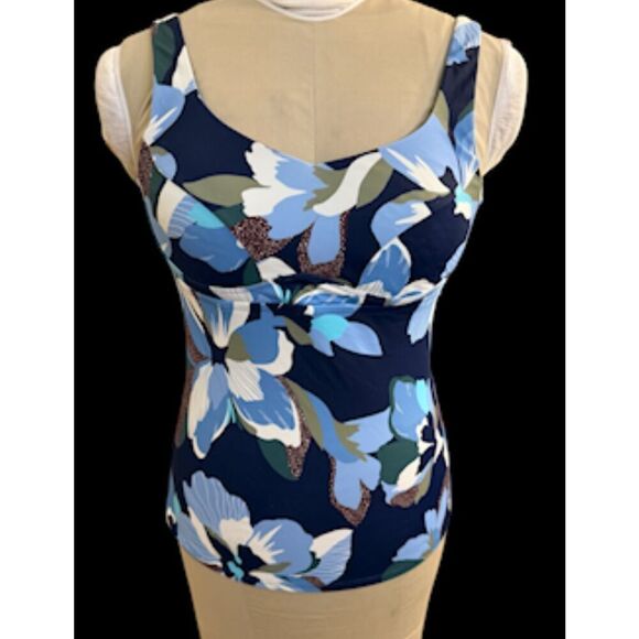 Athleta Bondi Bra Cup Tankini Swim Top Sz. 36 B/C Hero Bloom Blue - Picture 4 of 10